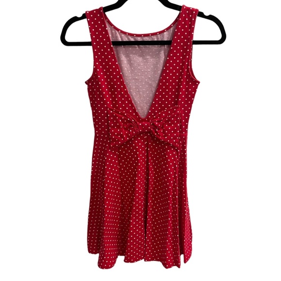 Forever 21 - Red Polka Dot Mini Dress with Bow Tie Back - Size S - Picture 3 of 5